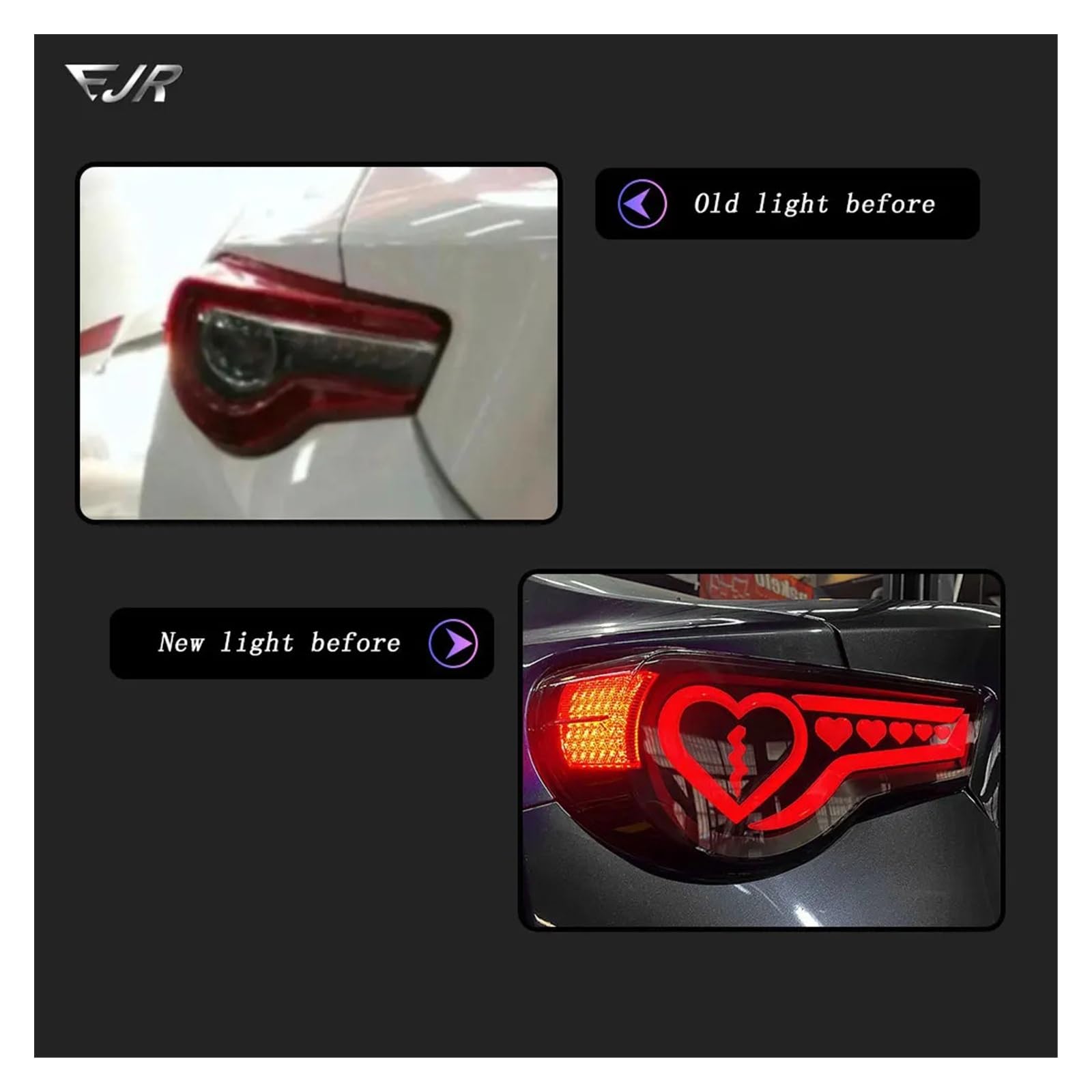 Amazon | 修正されたハート型 LED 駆動 LED ブレーキフロー リア